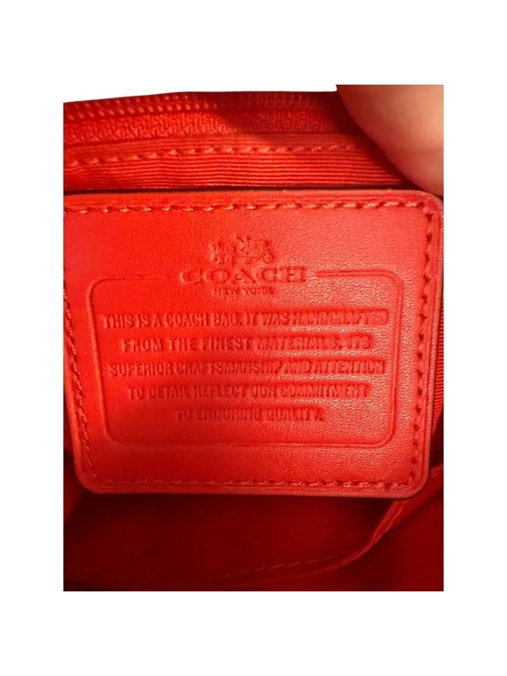 COACH Tan w/Red Trim Crossbody Zipper Closure Red Buckle Strap Purse